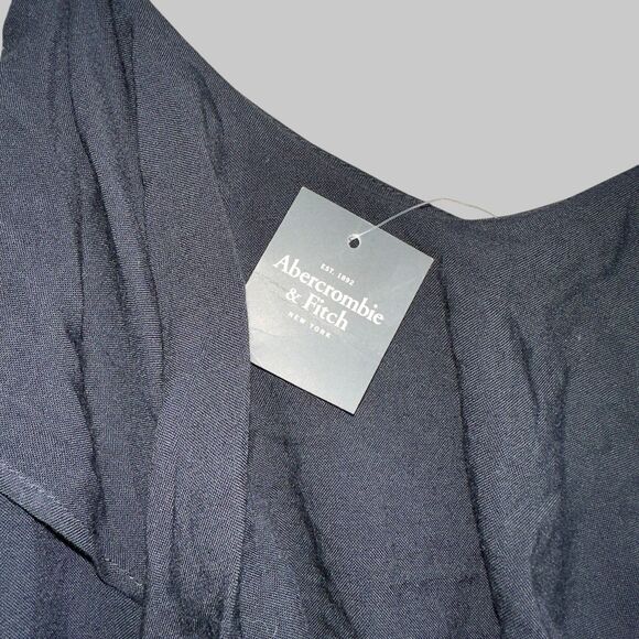 Abercrombie & Fitch Ruffle Romper Black XS Micro Short Spaghetti Strap Travel - Picture 6 of 14
